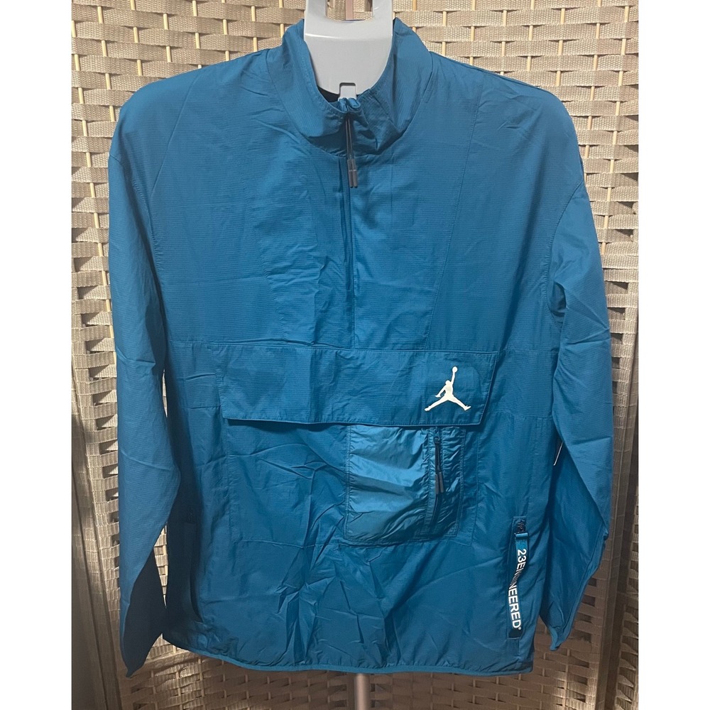 Jordan 23 Engineered Mens Teal Blue Ripstop Quarter Zip Windbreaker Jacket M